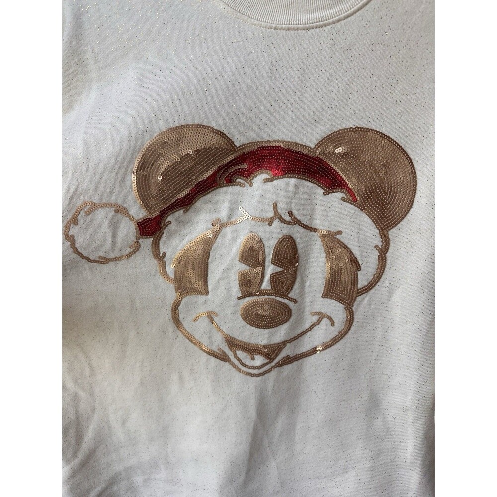 Walt Disney World Christmas Sequin Santa Mickey Spirit Jersey Gold Glitter Large - Picture 7 of 12